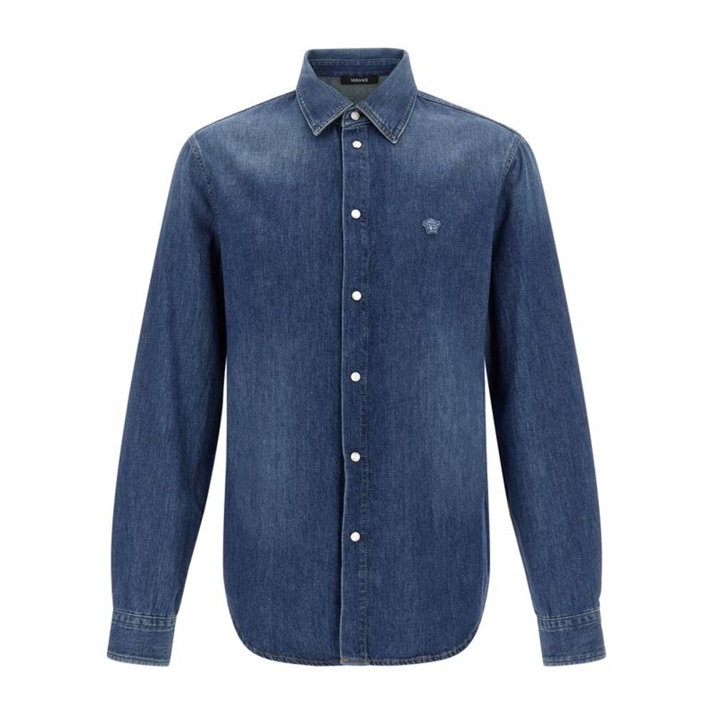 Versace Blue Cotton Men's Blouse